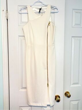 NWOT - DS Lab Midi White Dress - Gold Zip Up - Size 4